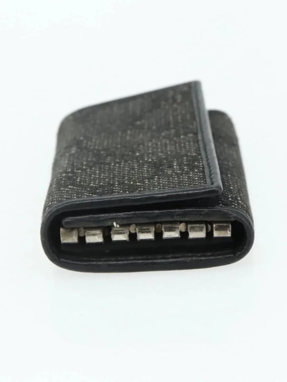 GUCCI GG Canvas Key Case Silver Black Auth
